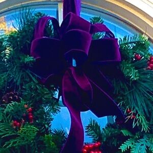 NEW Premium Velvet Wired Ribbon Satin 10 yards (2.5" wide). PURPLE BOWS Wreaths